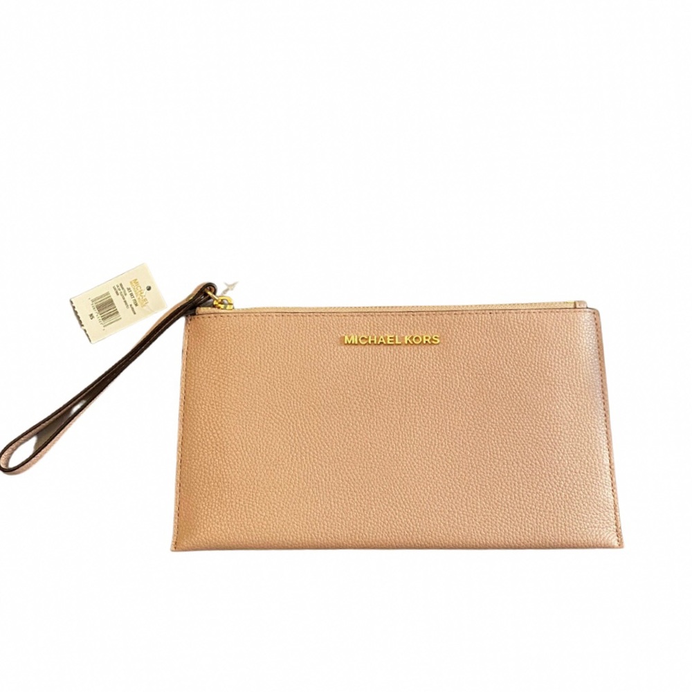 Michael Kors light pink wallet with strap